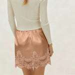 Women Lace Skirt Summer Elastic Waist Elegant Satin Long A-Line Skirts Mini Slim Fit Skirt Streetwear Midi Skirts Slim Skirt