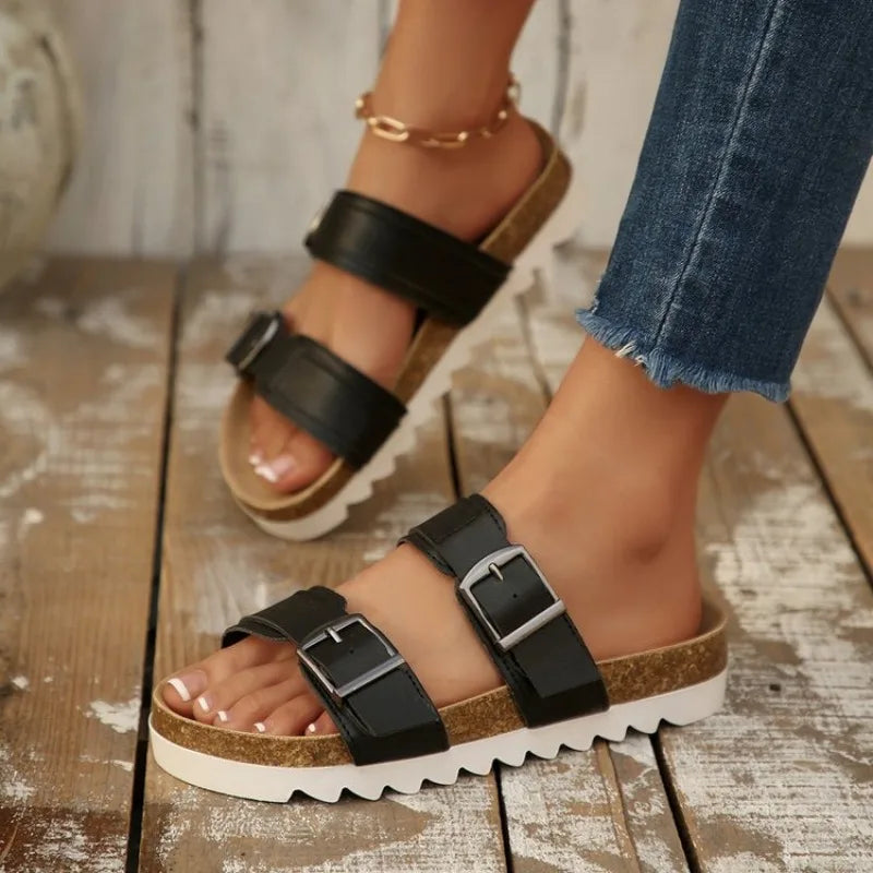 and Slippers 2026 Spring and Summer New Metal Buckle Beach Shoes for Women