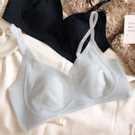 Summer Ice Silk Bra Seamless Women Underwear Sexy Ultra Thin Comfort Bralette French Rabbit Ears Padding Fixed Push Up Bras