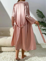 Sexy Minimalist Silk Sleepwear Set Two-Piece Set with Strap Outer Robe Casual Home Clothes Fashionable Simplicity