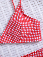 Sexy Red Plaid Micro Bikini 2026 Women Brazilian Push Up Bra High Waist Swimsuit Summer Holiday Bathing Suit Swimwear Biquini