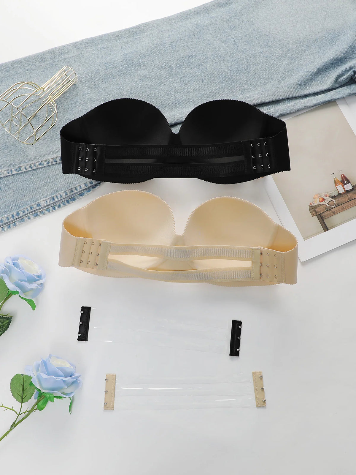 Summer Strapless black lingerie sexy solid color strapless invisible women's lingerieseamless women's underwear 6834