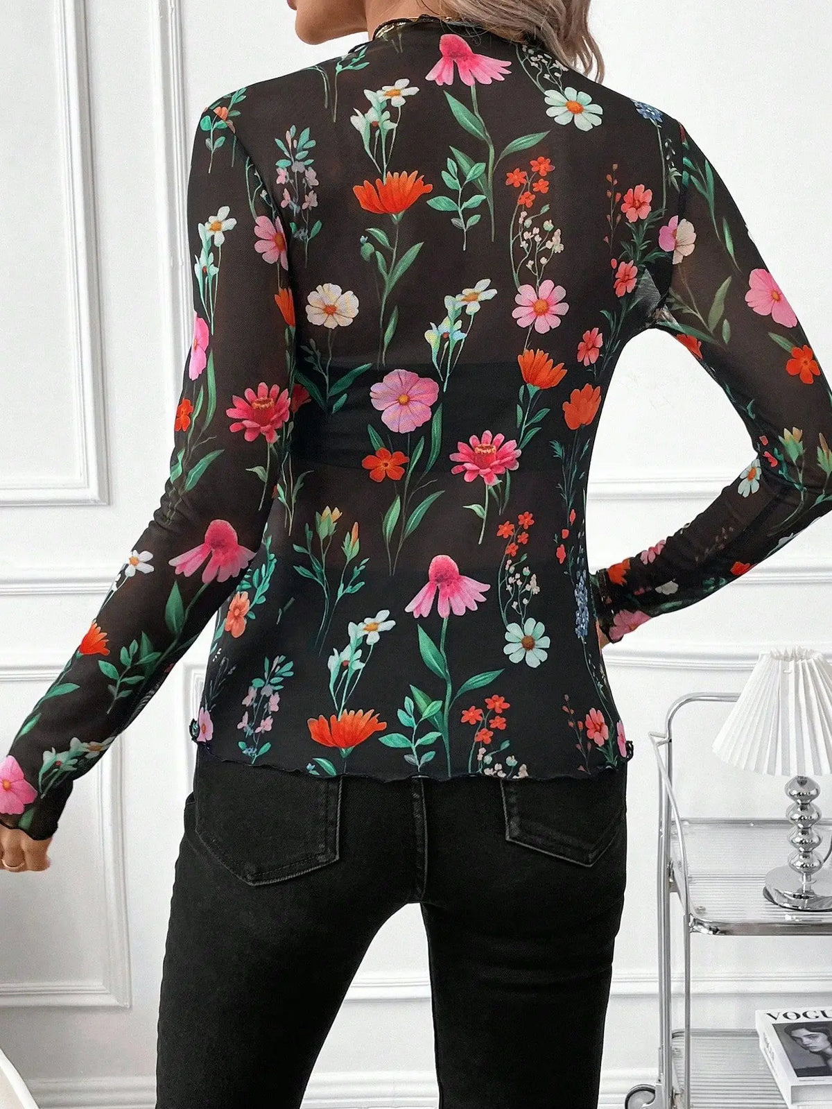 European and American style sexy leopard print mesh earrings tights T-shirt tops women's inner tops