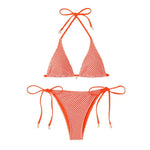 2Pcs/Set Women Bikini Set Chest Pad Push Up Halter Neck Bra Adjustable Side Straps Swimming Briefs Set Lady Mesh Summer Swimwear