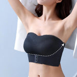 Women Bra Anti-slip Push Up Front Closure Invisible Tube Top Bra Solid Color Elastic Lady Bandeau Bra Women Underwear