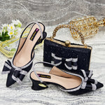 Doershow nice African Shoes And Bag Matching Set With gold Hot Selling Women Italian Shoes And Bag Set For Party Wedding21-4