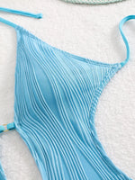 S - XXL Halter V Neck Wrinkled Female Swimwear One Piece Swimsuit Women Backless Monokini High Cut Bathing Suit Swim Beach Wear