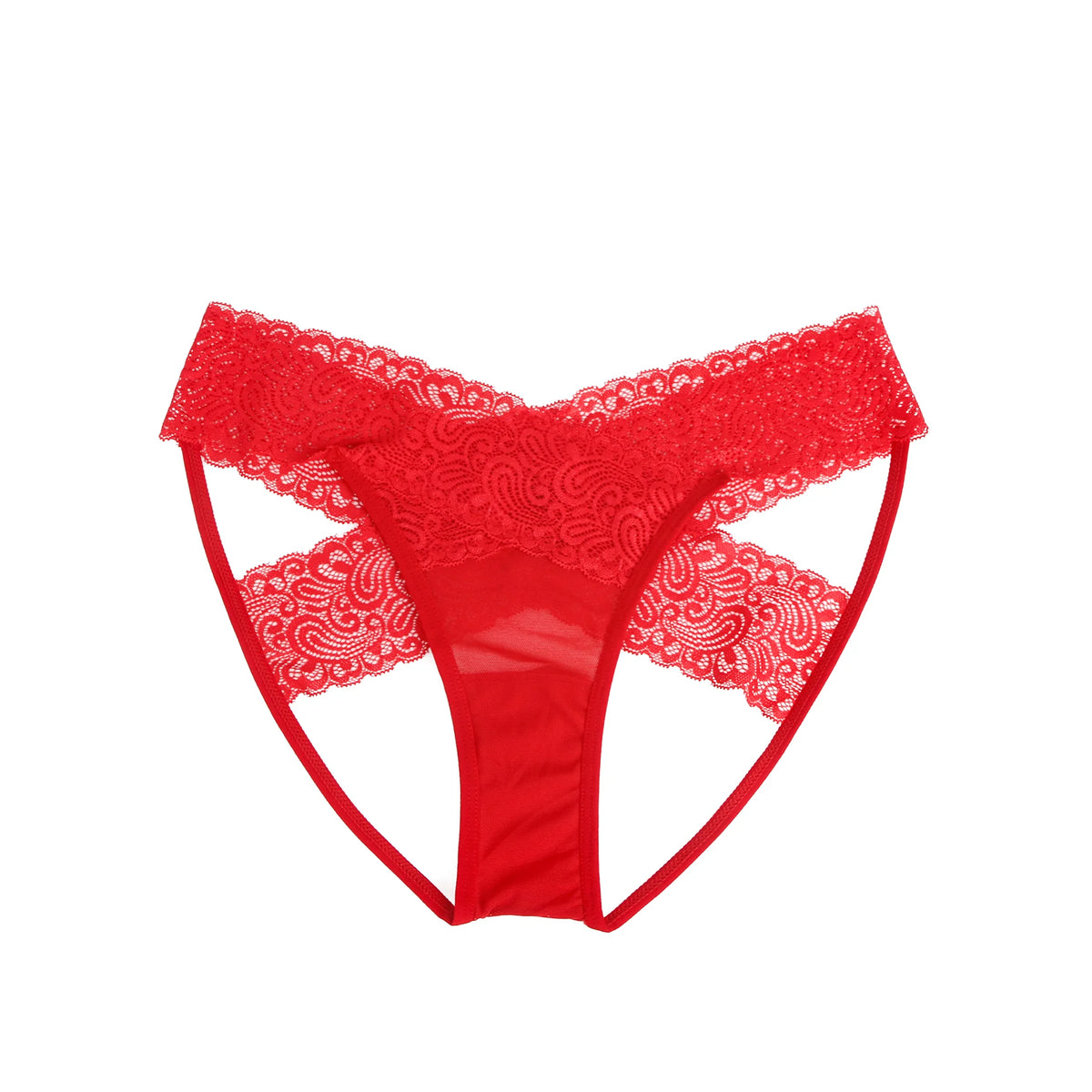 Black Red Crotchless Panties for Women Sexy Hollow Out Lace Lingerie Open Crotch Thong Underwear