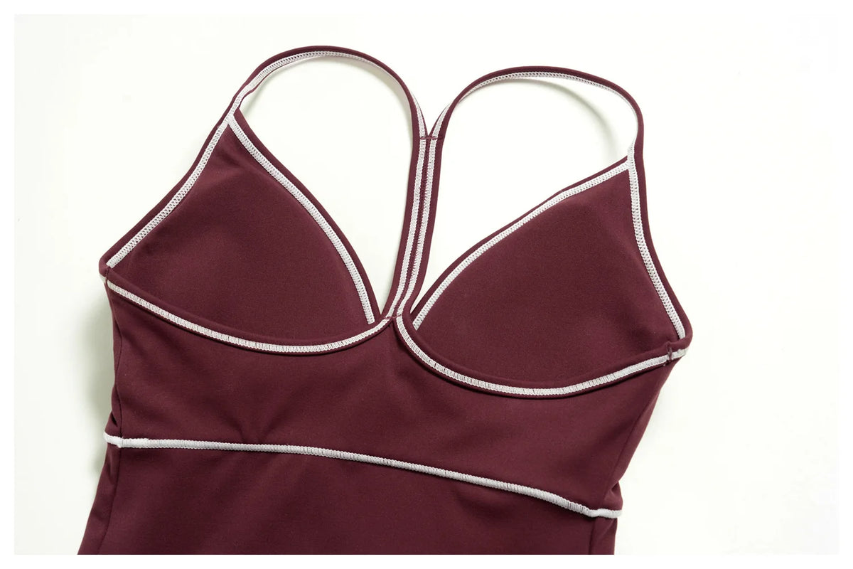 Summer Color Blocking Yoga Suit Women Tracksuit Hanging Neck V Neck Slim Sports Vest Tight Hip Lifting Capri Pants Fitness Sets