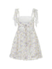 Women Sleeveless Mini Dress Summer Tie-up Straps Floral Print Backless A-Line Dress for Party Beach Streetwear
