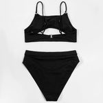 ZTVitality Black Hollow Out Sexy Women Swimsuit 2024 New Bikini Padded Bra High Waist Summer Beach Swimwear Brazilian Biquini