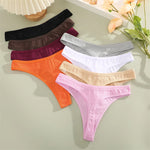 4PCS Women Seamless Thong Cotton Thin Strap Low Waist High Flexibility Panties Sexy Underwear Ladies Briefs T-back Soft Women