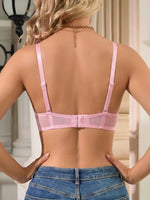 Floral Lace Women Bra Eyelash Lace Thin Cup Push Up Bra Breathable Mesh Back Daily Sexy Lingerie