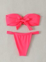 Bandeau Thong Bikinis 2026 Women Sexy Swimsuit Solid Padded Swimwear Female Bathers Bathing Swimming Swim Suit Beachwear
