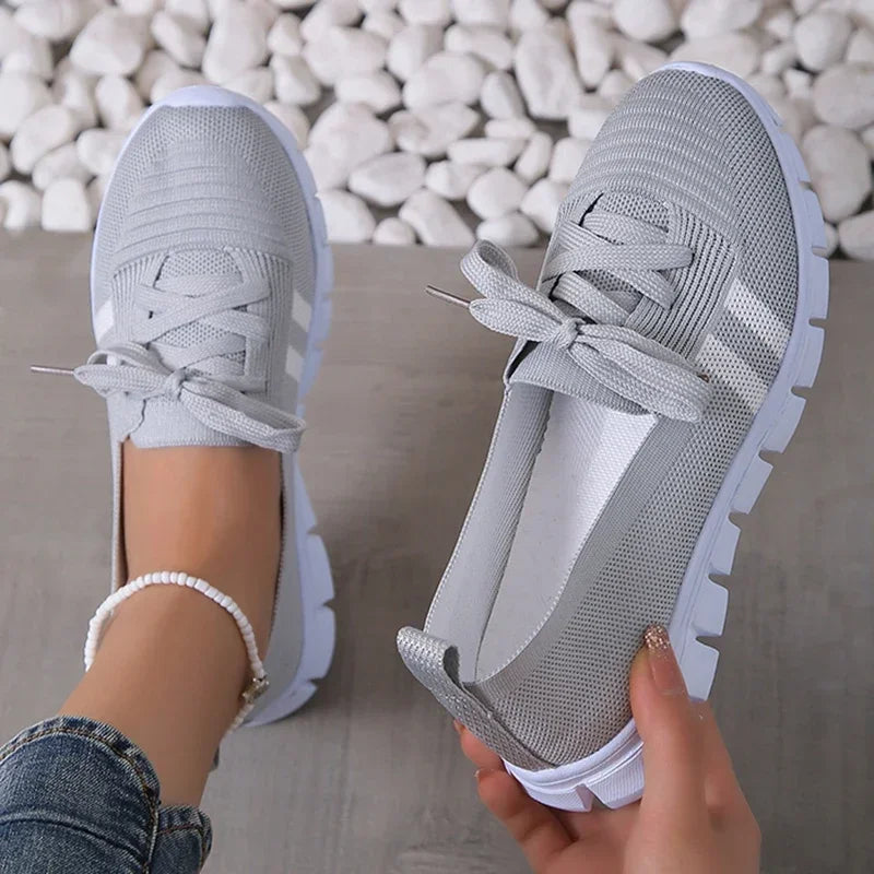 Fashion Striped Knitted Flats Women 2025 Summer Soft Sole Non Slip Walking Shoes Woman Plus Size 36-43 Low Heel Loafer Female