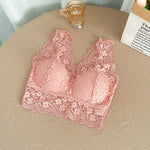 Lace Bras Top Women Sexy Deep V Neck Lingerie Wire Free Tank Tops Female Underwear V Back Bralette Tops Padded Camisole