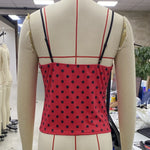 Summer Camisole Women Fashion Deep V Neck Sleeveless Spaghetti Strap Dot Print Lace Patchwork Bow Decor Vest