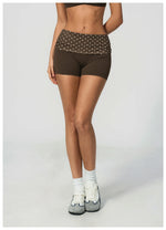Summer Striped Polka Dot Contrast High Waist Yoga Shorts Hip Lifting Sports Tights Outdoor Workout Fitness Gym Running Pants