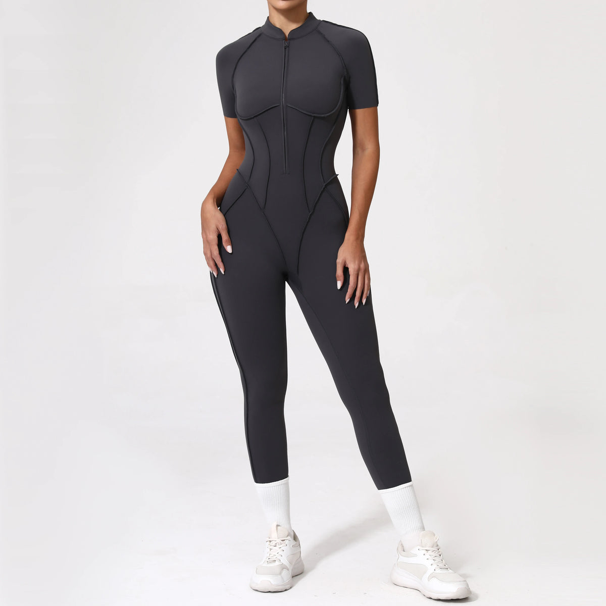 With Zipper Hollow Back Yoga Jumpsuit Sportswear Women Gym Clothes Running Fitness Yoga Backless Bodysuit