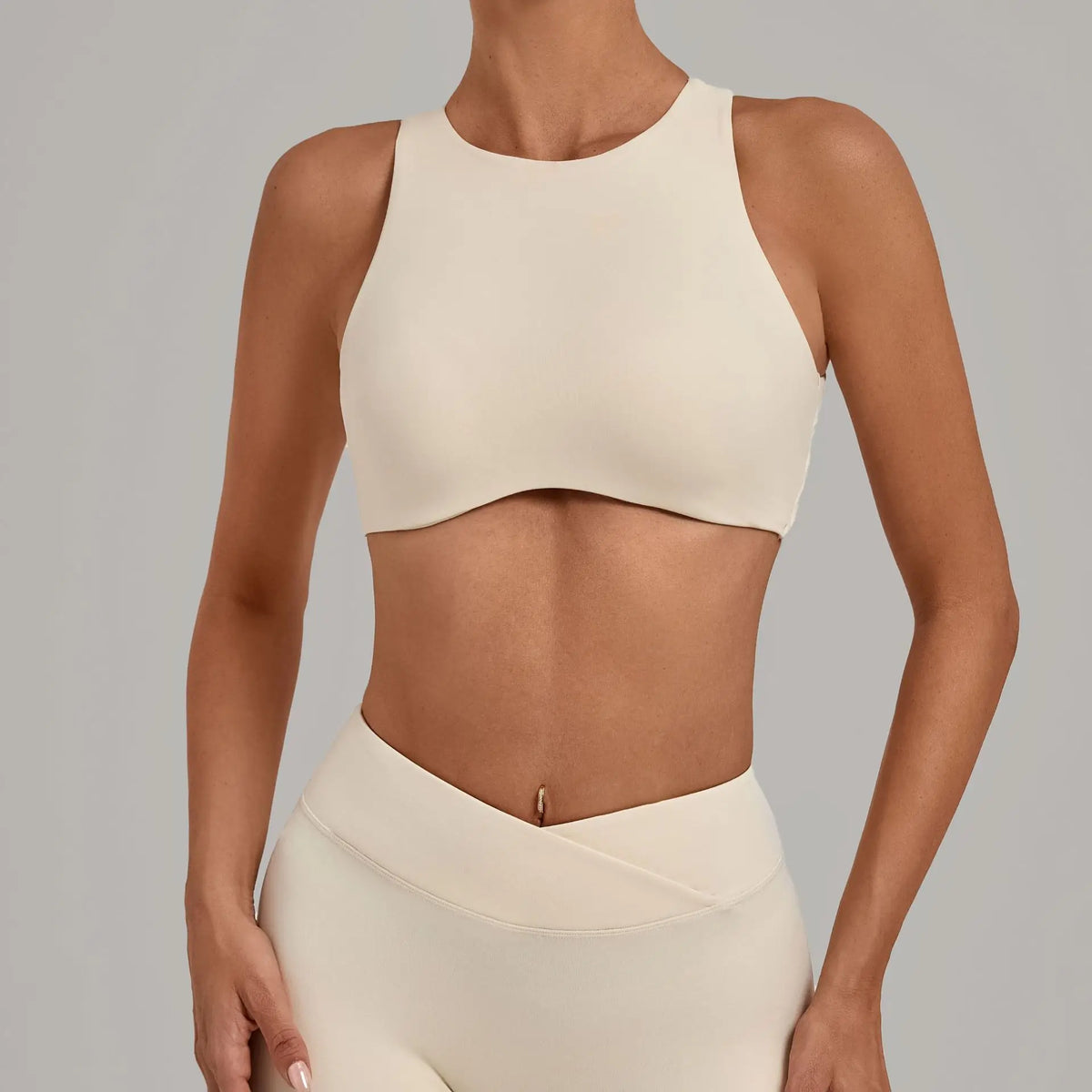 STOUREG Women's High Neck Yoga Tank Top Backless High Elastic Shockproof Padded Bra Racerback Gym Fitness Workout Breathable