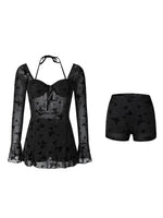 Hot spring swimsuit women's highend skirt style two-piece set sexy pure desire steel holder gathering slimming vacation swimsuit