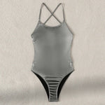 sexy glitter metallic silver backless swimsuit one piece bikini bandage swimwear bodysuits women biquini bathing suits tankini