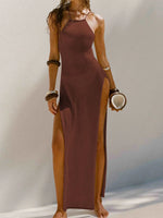 Sexy High Slit Crochet Knitted Tunic Beach Cover Up Long Dress Cover-ups Beach Dress Beach Wear Sarong Beachwear Female Women