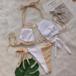 DEKA Splicing Halter Jewelled Diamond Bikini Women Swimsuit Female Swimwear Two Pieces Bikini Set Hollow Out Bathing Suit
