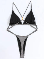 PU Leather Extreme Mini String Thong Monokini Cross Backless Women Swimwear One Piece Swimsuit Female High Cut Bathing Suit Swim