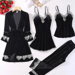Korean Style Gold Velvet Sleepwear Women's Spring Autumn Stripe Sexy Strap Home Clothes Set Long Sleeve V-neck Home Suit 2025