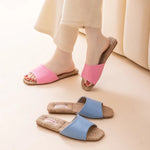 2026 New Breathable Linen Slippers For Women Men Spring Summer House Shoes Soft PU Leather Anti-slip Couples Home Floor Slides