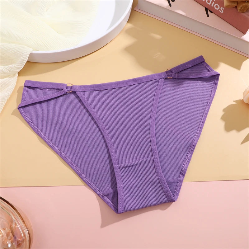 Women Cotton Lingerie Sexy Soft Fashion Panties Femme Buckle Design Underwear Sexy Pantys Underpant Lingerie Lace Intimates S-XL