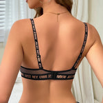 BEAUWEAR Mesh Breathable Lingerie Underwire Sport Bra with Letter Padded Underwear Push Up Bra