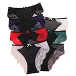 7pc/set Sexy Lace Bow Lady Briefs Floral Patchwork Panties Breathable Female Underpants Elegant Lingerie Women Panties Underwear