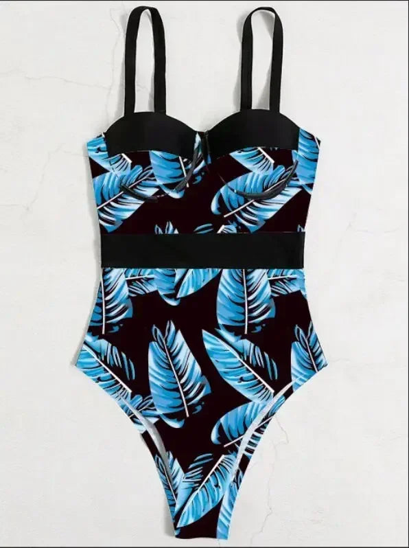 Print Push Up Swimsuit One Piece Swimwear Women High Waisted Swimming Suit Brazilian Monokini Bodysuit Beach Wear Bathing Suit
