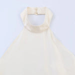 Women's Fashion Backless Halter Top Cream White Halter Neck Hem Sleeveless Dress Elegant Dress For Women Pure Desire Casual UBK6