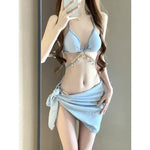 Toucheart Bikini Set Sexy Bikinis Bathing Suit Solid Color Halter Neck Strap Thong Women Swimsuit Set for Beach Swimwear New