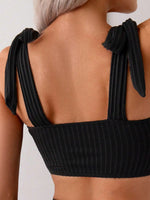 Sexy Black Bikini Set 2026 Women Tie Strap Ribbed Push Up Bra High Waist Swimsuit Summer Holiday Bathing Suit Two Piece Swimwear