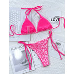 Sexy Leopard Printed Halter Brazilian Bikini Women Swimwear Female Swimsuit Two-Piece Bikini Set Bather Bathing Suit Swim V3681