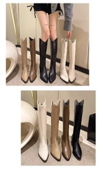 Pointed Toe Women High Boots Fashion Side Zippers Long Booties Ladies Elegant Party High Heel Shoes Winter Women's Footwear