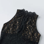 Women Retro Tank Tops Cut Out Mockneck Sleeveless Slim Fit Vest Trendy Summer Lace Corset Streetwear
