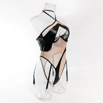 DEKA-See Through Mesh Bodysuit for Women, Matching Halter, Lace Up Bathing Suit, Push Up Swimsuit, Beach Swimwear