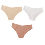 3Pcs/Set Women Seamless Low Rise Bikini Panties Ice Silk Fabric Briefs No Show Underpants Invisible Panties Sexy Lingerie XS-XL