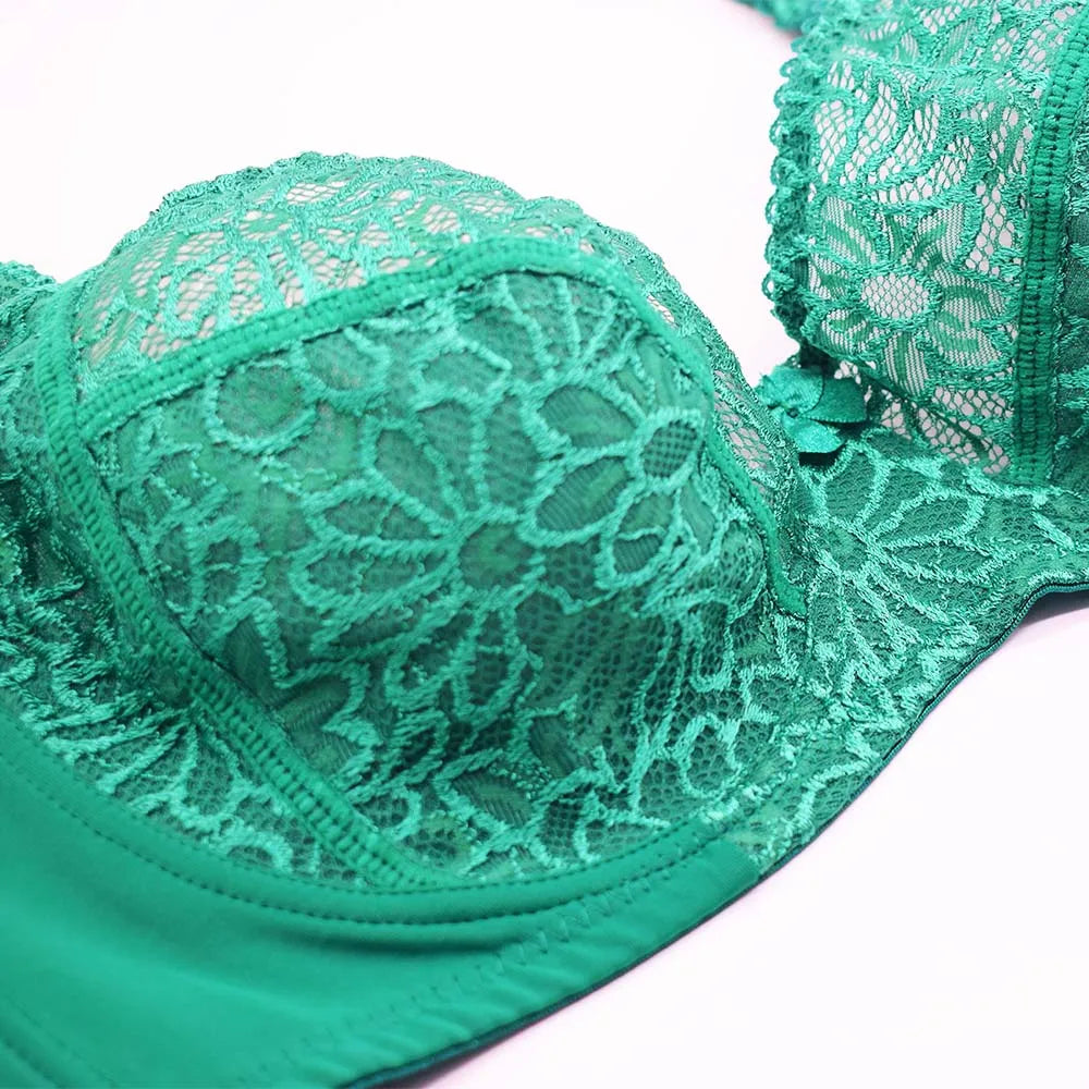 Plus Size Womens Lace Bra Lager Bosom See through Bralette Underwired Sexy Lingerie 34 36 38 40 42 44 B C D DD E F Cup
