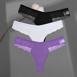 3Pcs/set Cotton Thongs Lace Bikini Underpants Women S-XL T-Back Underwear Ladies G-string Soft Thong Panties Female Lingerie New
