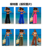 Sexy Bandeau Bikini Set 2025 Women Khaki Patchwork Front Metal High Waist Mesh Panties 3 Piece Swimsuit Bathing Suit Swimwear