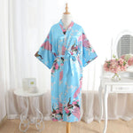 Hot Sale Blue Female Silk Rayon Robes Gown Kimono Yukata Chinese Women Sexy Lingerie Sleepwear Plus Size S M L XL XXL XXXL A-046