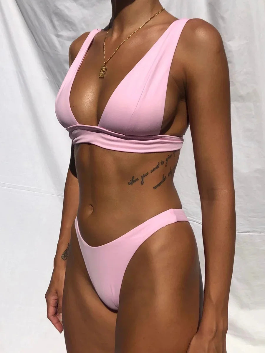 2025 Brazilian Triangle Bikinis High Cut bikini Women Swimsuit Female Swimwear Two pieces bikini Set Bather Bathing Suit Swim