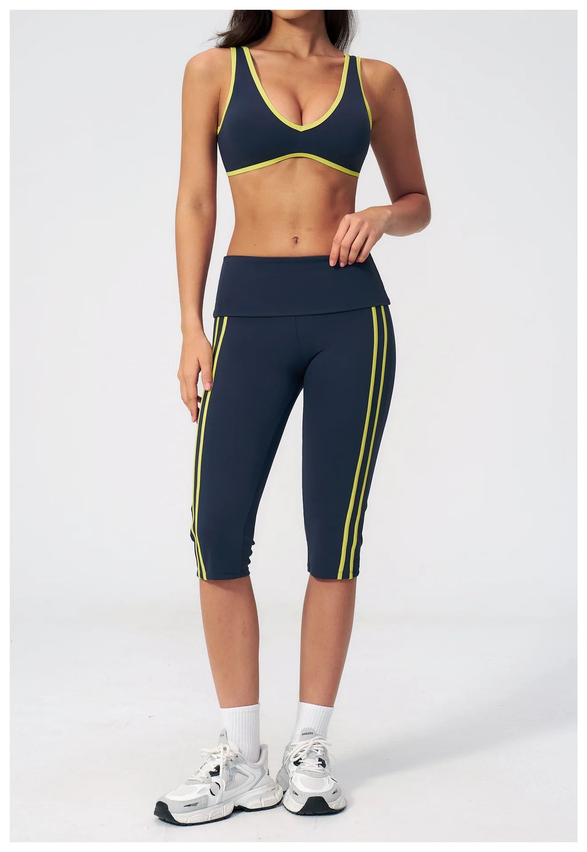 Summer Color Blocked Yoga Sets Women Slim Sports Bra High Waist Pants Fitness Suits Outwear Gym Running Push Up Workout Clothes