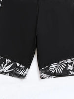 2026 Summer New Women Two-Piece Surfing Suit,fashion Leaf Print Conservative Tankini,Short-sleeve Zipper Swimsuit,beach Swimwear